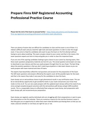 Finra RAP Registered Accounting Professional