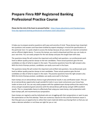 Finra RBP Registered Banking Professional