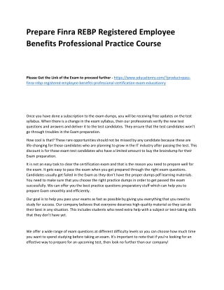 Finra REBP Registered Employee Benefits Professional