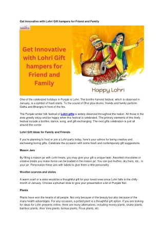 Get Innovative with Lohri Gift hampers for Friend and Family