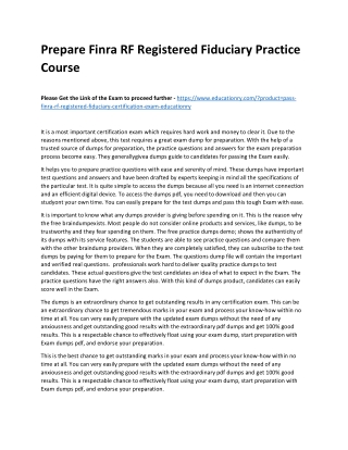 Finra RF Registered Fiduciary