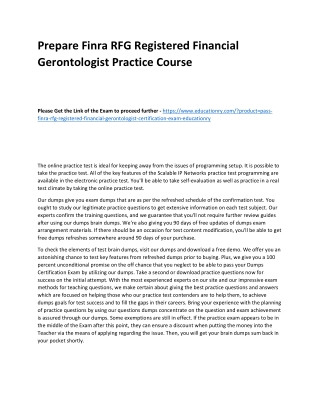 Finra RFG Registered Financial Gerontologist
