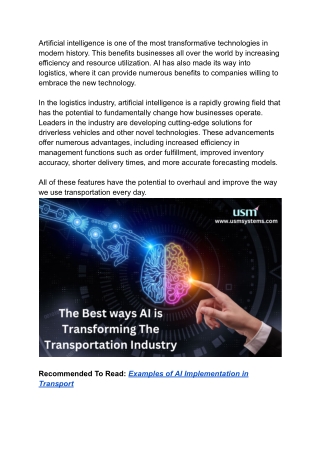 The Best ways AI is transforming the transportation industry