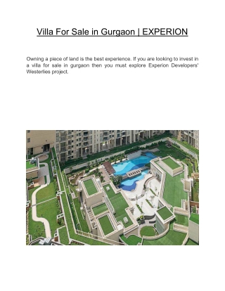 Villa For Sale in Gurgaon | EXPERION