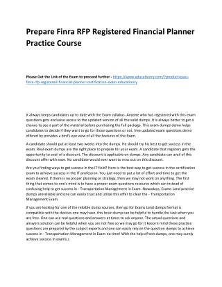 Finra RFP Registered Financial Planner