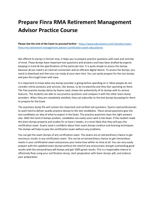 Finra RMA Retirement Management Advisor