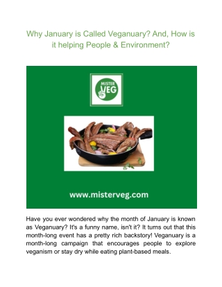 Why January is Called Veganuary? And, How is it helping People & Environment?