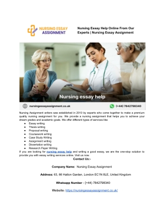 Nursing Essay Help Online From Our Experts _ Nursing Essay Assignment