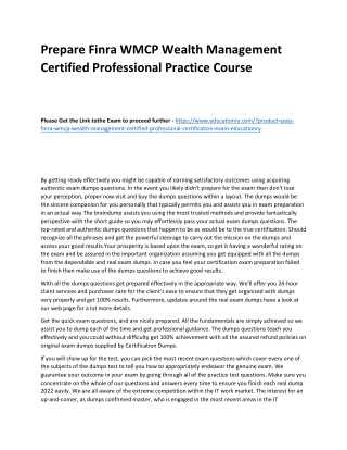 Finra WMCP Wealth Management Certified Professional