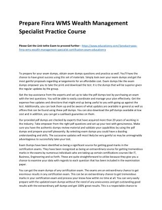 Finra WMS Wealth Management Specialist