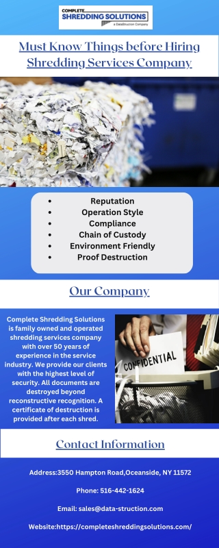 Must Know Things before Hiring Shredding Services Company