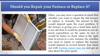 Should you Repair your Furnace or Replace it