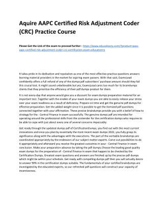 AAPC Certified Risk Adjustment Coder (CRC)