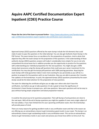 AAPC Certified Documentation Expert Inpatient (CDEI)
