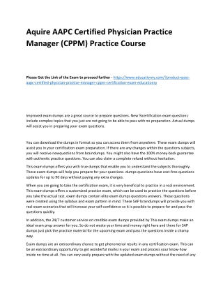 AAPC Certified Physician Practice Manager (CPPM)