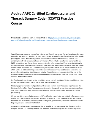 AAPC Certified Cardiovascular and Thoracic Surgery Coder (CCVTC)