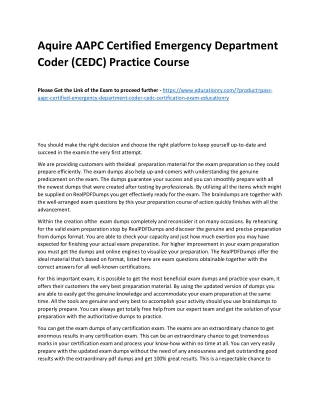 AAPC Certified Emergency Department Coder (CEDC)