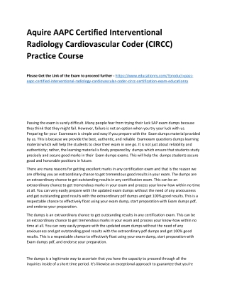 AAPC Certified Interventional Radiology Cardiovascular Coder (CIRCC)