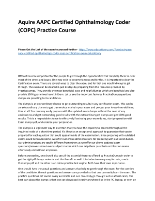 AAPC Certified Ophthalmology Coder (COPC)