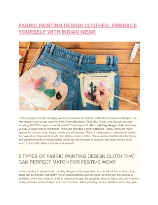 FABRIC PAINTING DESIGN CLOTHES_ EMBRACE YOURSELF WITH INDIAN WEAR