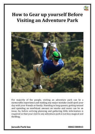 How to Gear up yourself Before Visiting an Adventure Park