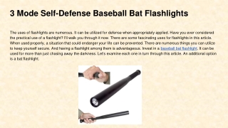 3 Mode Self-Defense Baseball Bat Flashlights