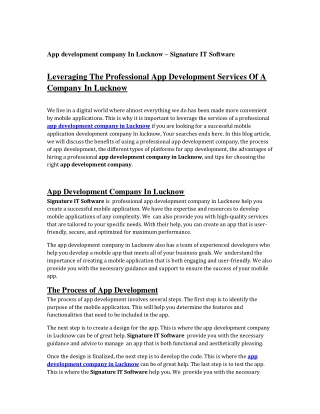 App Development Company In Lucknow