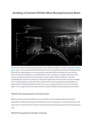 Avoiding 6 Common Pitfalls When Buying Exclusive Beats