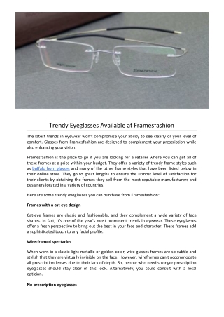 Trendy Eyeglasses Available at Framesfashion