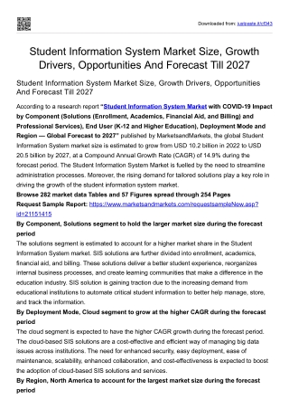 Student Information System Market Size, Growth Drivers, Opportunities