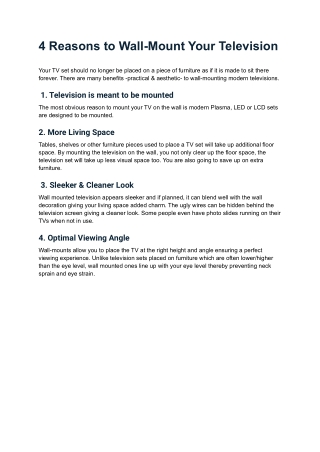 4 Reasons to Wall-Mount Your Television (1)