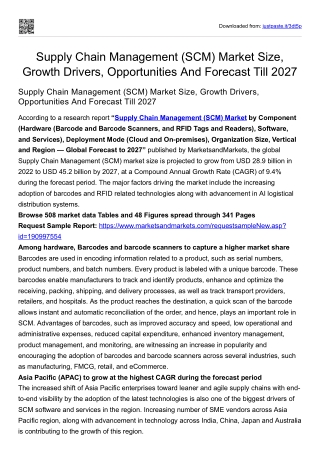 Supply Chain Management (SCM) Market Size, Growth Drivers, Opportunities