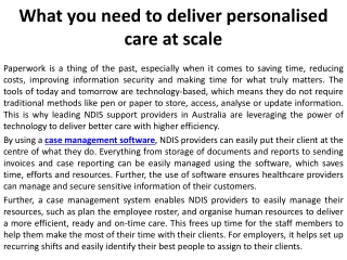 What you need to deliver personalised care at scale