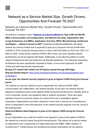 Network as a Service Market Size, Growth Drivers, Opportunities And Forecast