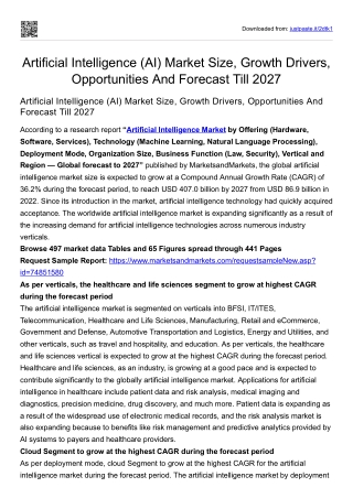 Artificial Intelligence (AI) Market Size, Growth Drivers, Opportunities