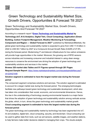 Green Technology and Sustainability Market Size, Growth Drivers, Opportunities