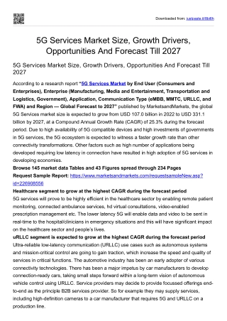 5G Services Market Size, Growth Drivers, Opportunities And Forecast Till 2027