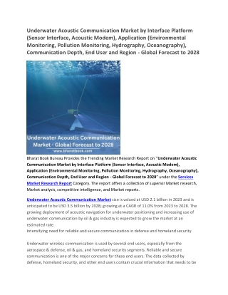 Underwater Acoustic Communication Market - Global Forecast to 2028