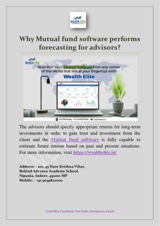 Why Mutual fund software performs forecasting for advisors