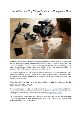 How to Find the Top Video Production Companies Near Me