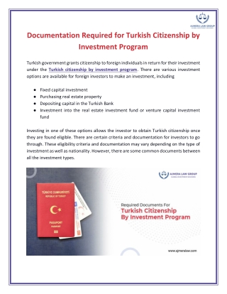 Required Documents for Turkish Citizenship By Investment Program