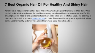 7 Best Organic Hair Oil For Healthy And Shiny Hair