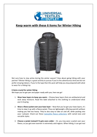 Keep warm with these 6 items for Winter Hiking