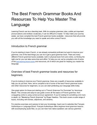 The Best French Grammar Books And Resources To Help You Master The Language