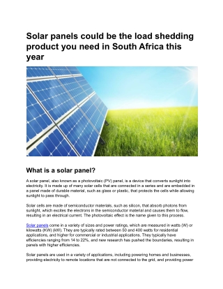 Solar panels could be the load shedding product you need in South Africa this year