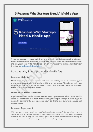 5 Reasons Why Startups Need A Mobile App - iWebServices
