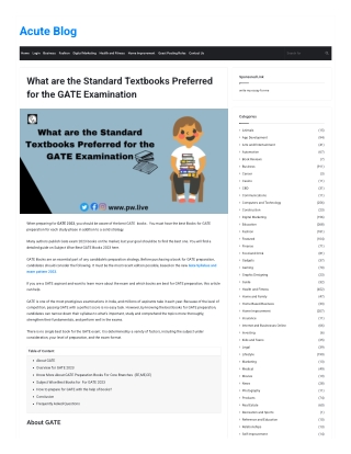 The Standard Textbooks PDF Recommended for the GATE Examination- PW