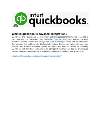 What is quickbooks paychex  integration