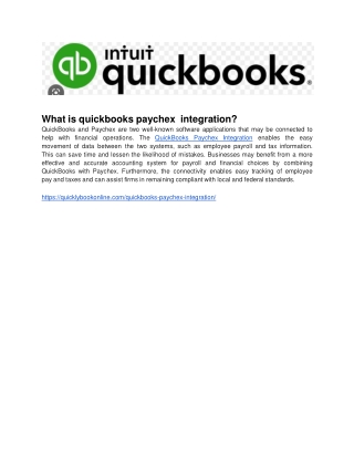 What is quickbooks paychex  integration