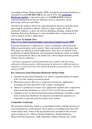 Potassium Fluoborate Market – Business Opportunities and Global Forecast to 203